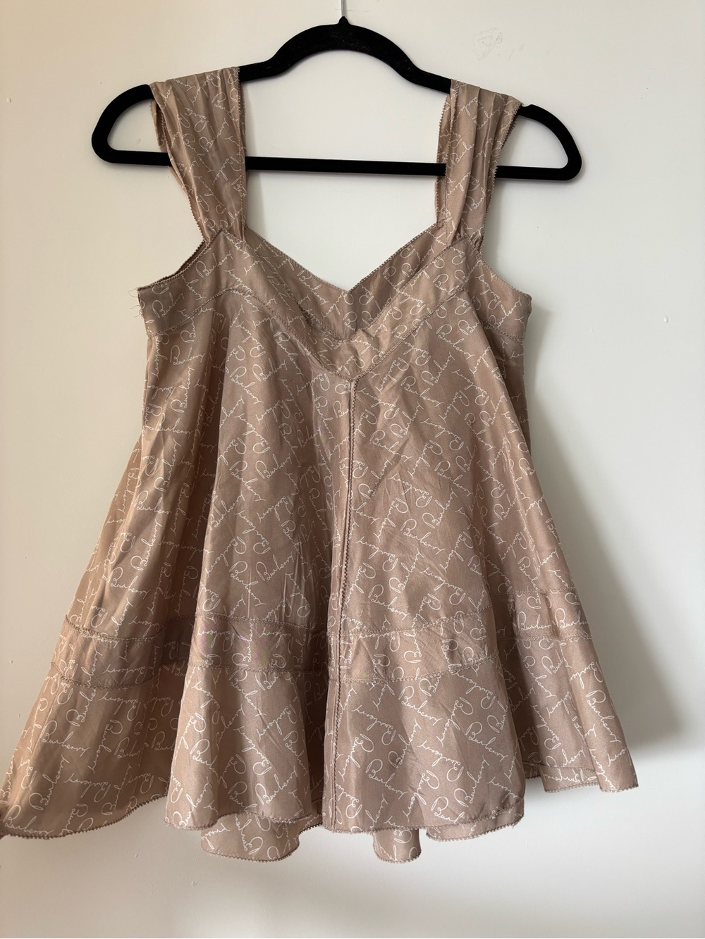 Authentic Burberry Beige Script-Print Camisole Top